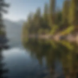 Tranquil waters of Lake Tahoe reflecting the surrounding mountains