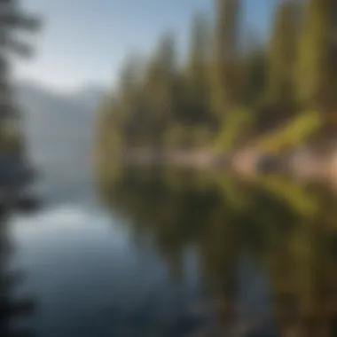 Serenity of Lake Tahoe Tranquil waters of Lake Tahoe reflecting the surrounding mountains