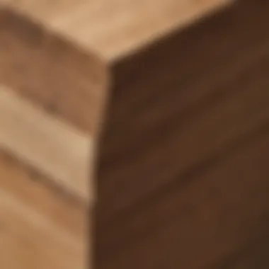 Detail of Laminated Lumber Layers Close-up view of laminated lumber showcasing its layers and texture