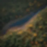 Aerial view of diverse landscapes showcasing various land uses and resource management practices.