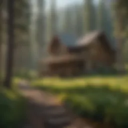 A tranquil view of Lolo Lodge surrounded by lush greenery