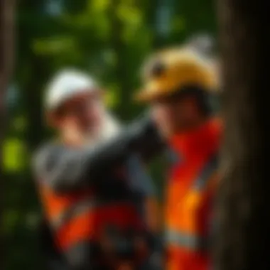 Expert Arborist at Work An expert arborist conducting tree health inspection
