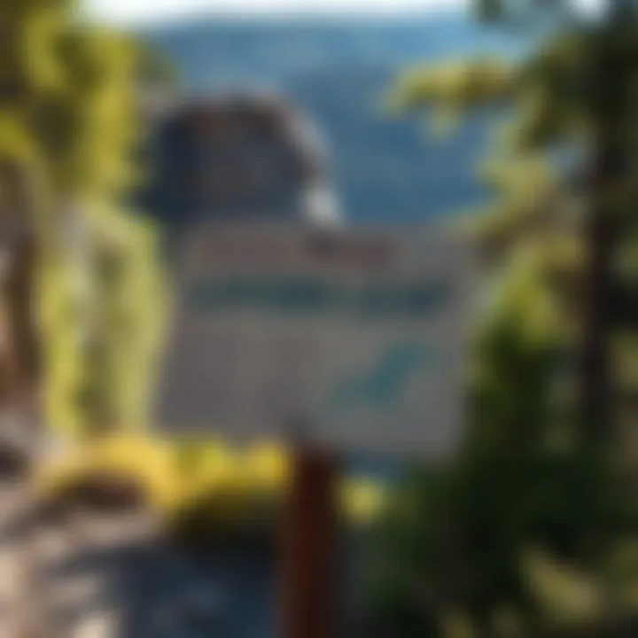 Trailhead information sign providing hiking tips and trail characteristics