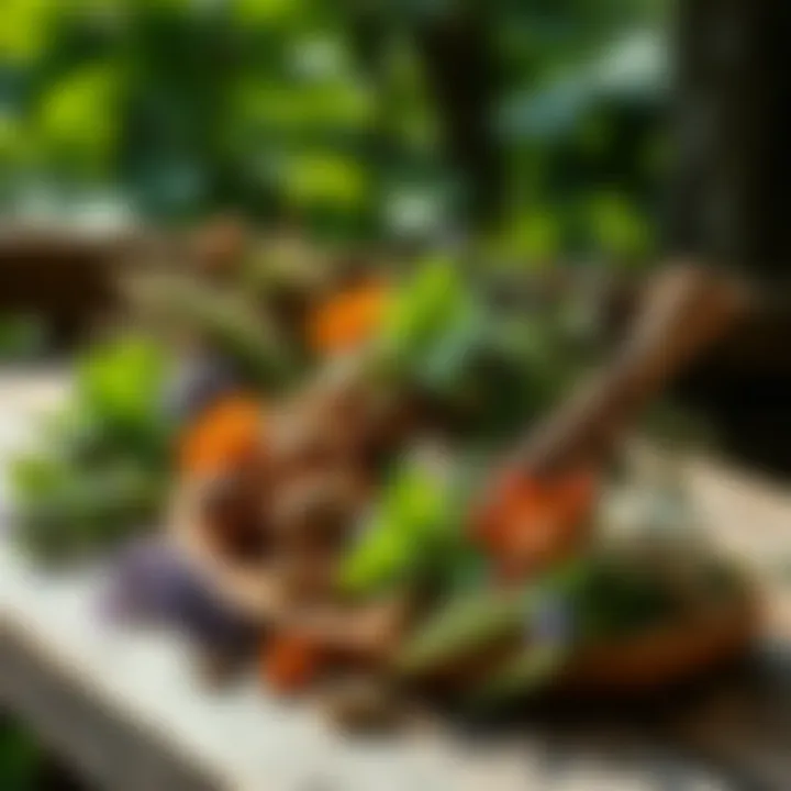Wildcrafted Herbal Treasures Wildcrafted herbs displayed on a wooden table