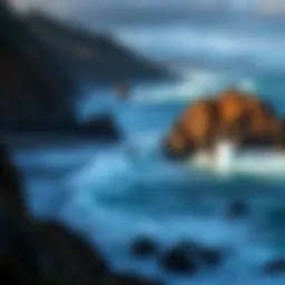 Dramatic coastline of Mendocino with crashing waves