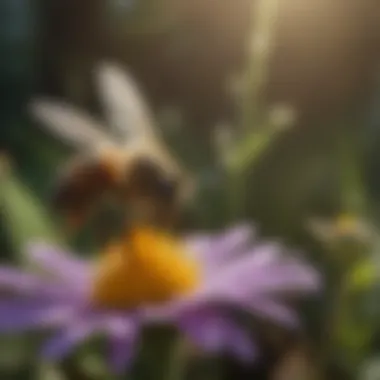 A bee pollinating a wildflower, illustrating ecological interaction