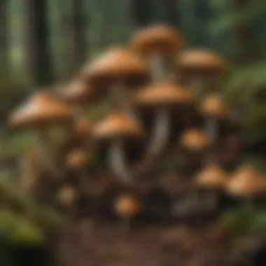 Diverse Edible Mushrooms An artistically arranged display of various edible mushrooms.