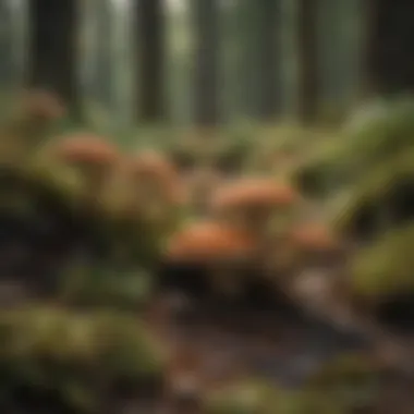 Fungal Diversity on the Forest Floor A picturesque view of Washington's forest floor rich with fungal diversity.