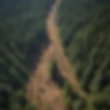 Aerial view of forest management practices