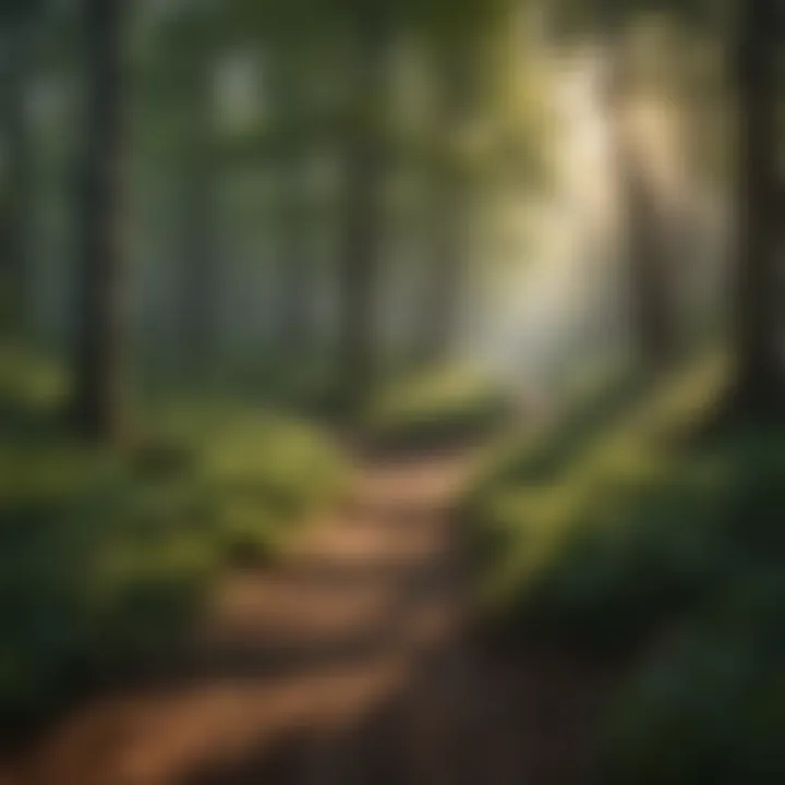 A serene woodland scene showcasing a well-maintained path through the trees.