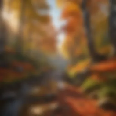 Vibrant Fall Foliage in National Parks A serene landscape of a national park showcasing vibrant fall foliage