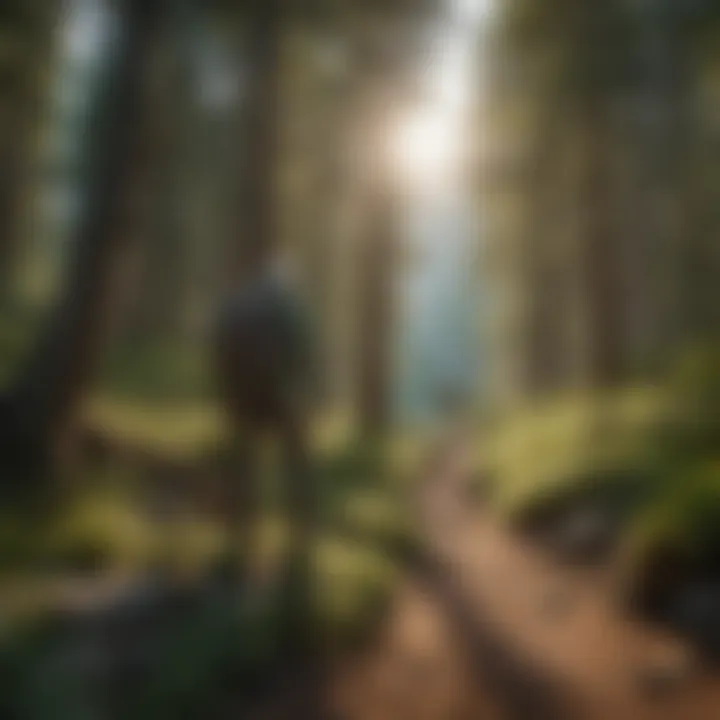 An older adult enjoying a scenic view atop a mountain trail