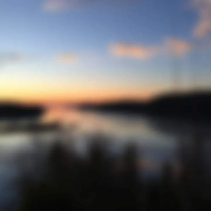 A peaceful sunset over the Ohio River, creating a perfect backdrop for fishing.