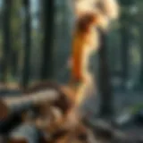 Dynamic Wood Chipping in Action A dynamic wood chipping machine in action in a forest setting