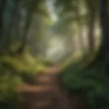 Lush forest pathway inviting videographers for exploration