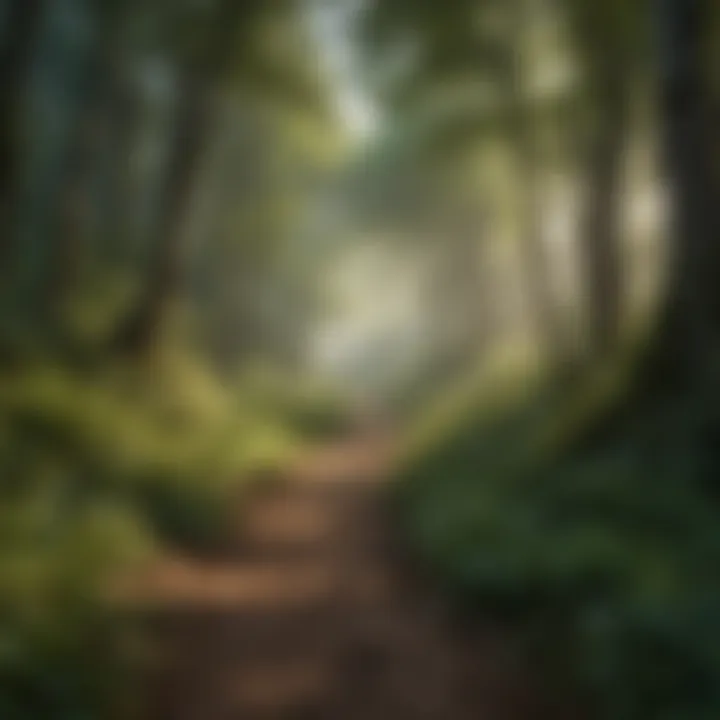 Lush forest pathway inviting videographers for exploration