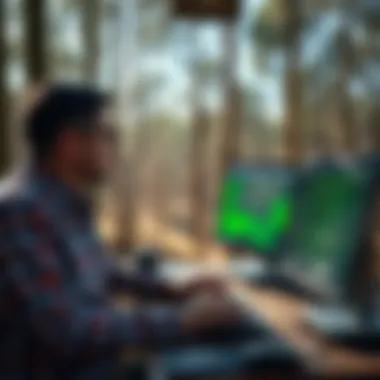 Forestry professionals analyzing LiDAR data on a computer