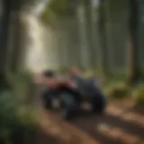 Owens ATV traversing a lush forest path