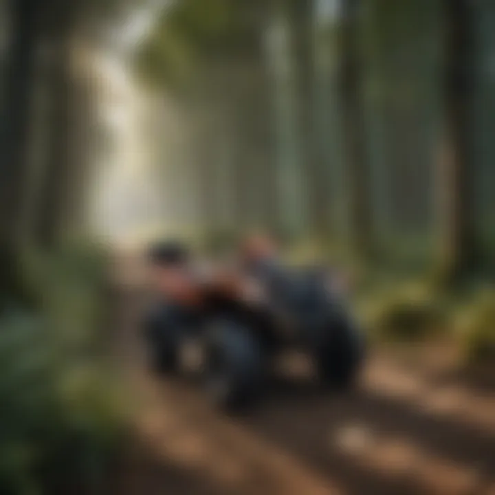 Owens ATV traversing a lush forest path