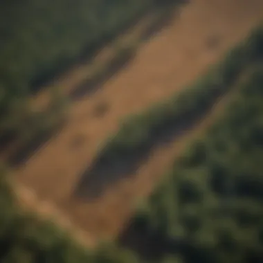 Aerial Perspective of Pine Straw Plantation Aerial view of a pine straw field ready for harvesting