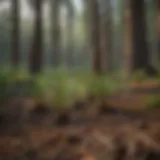 Lush green pine seedlings in a forest setting