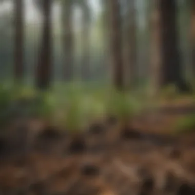 Lush green pine seedlings in a forest setting