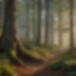 A vibrant forest showcasing diverse tree species.