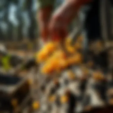 Harvesting Resin from Tree Trunks Harvesting resin from tree trunks