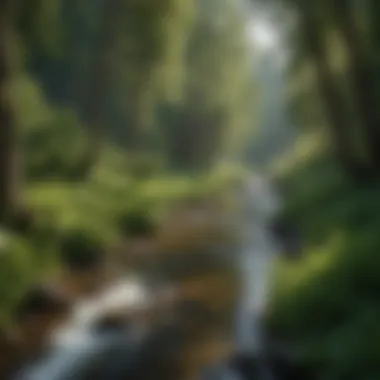 Lush Greenery at Rivers Edge Stunning view of Rivers Edge showcasing the lush greenery and river flow