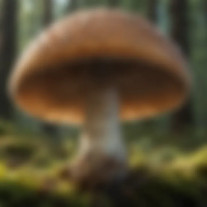 Close-up of a mushroom with distinctive features for identification