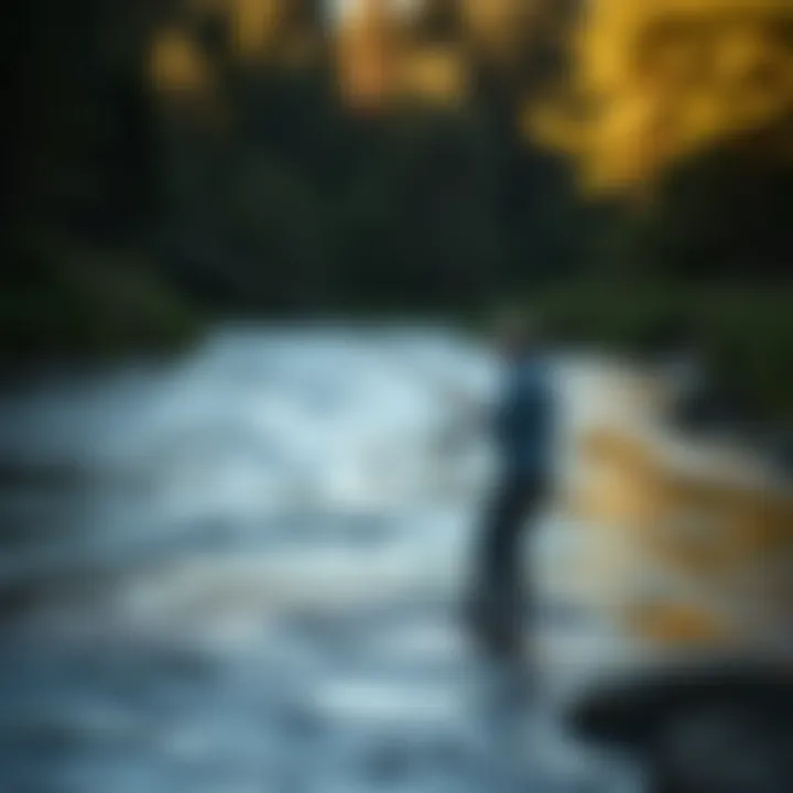 Casting Line into the Rogue River Angler casting line into the Rogue River waters