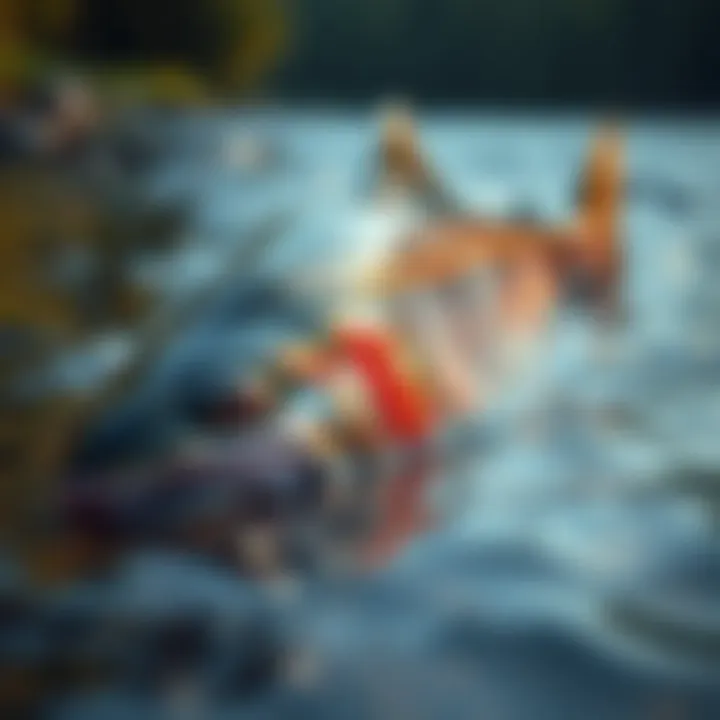 Salmon in their Natural Habitat Close-up of salmon in natural environment