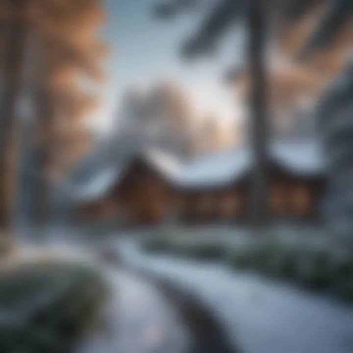 Winter scene showcasing a peaceful snow-covered assisted living facility