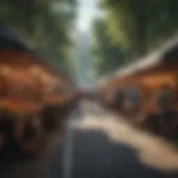 A scenic view of a bustling summer festival showcasing various seasonal vendors.