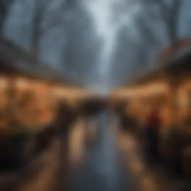 Winter Market Seasonal Employment A cozy winter scene depicting a holiday market filled with shoppers and seasonal employees.