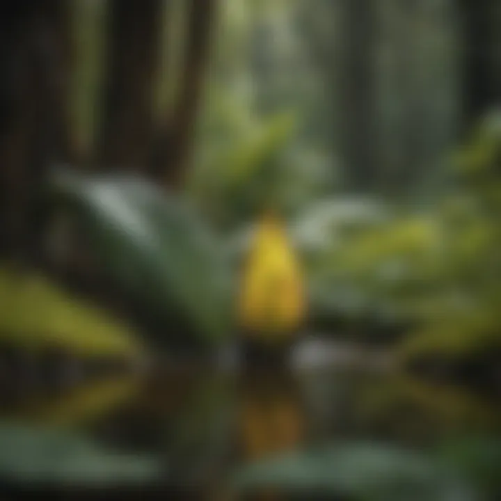 Wildlife interacting with skunk cabbage in a wetland