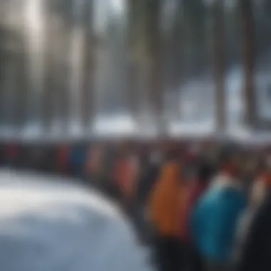 Cultural Gathering at a Snowboarding Event Cultural gathering at a snowboarding event