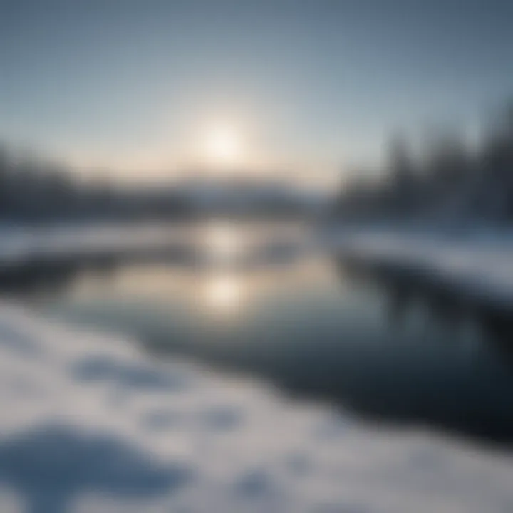 Captivating Frozen Lake Views A breathtaking view of Yellowstone's frozen lake in winter