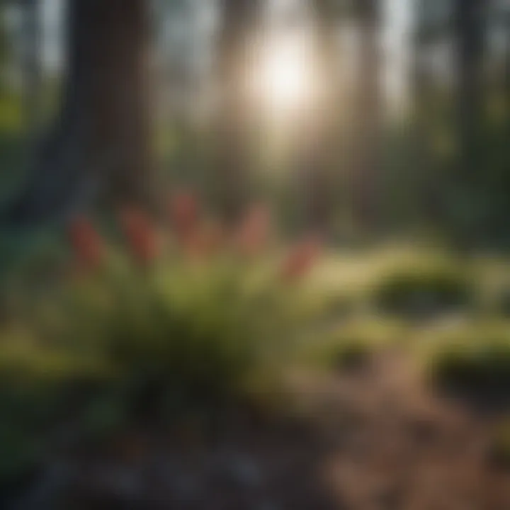 Close-up of native flora thriving at South Meadows Campground