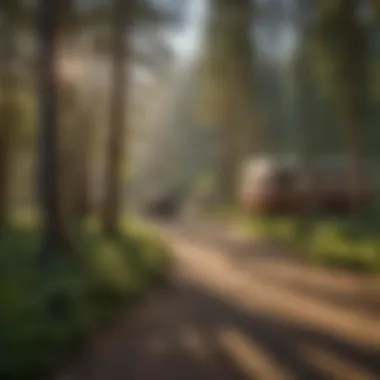 A serene view of South Meadows Campground surrounded by lush trees