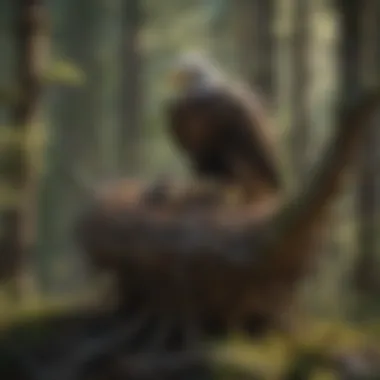 Eagle Nest with Chicks Nest of an eagle with chicks in a forest setting