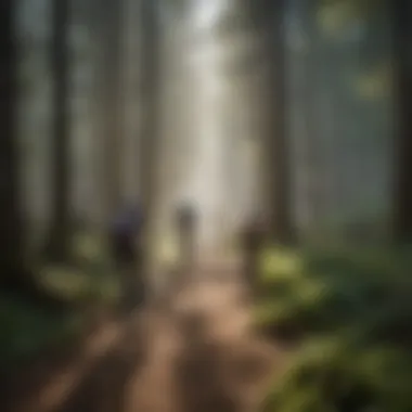 Group of cyclists enjoying a trail on spur mountain bikes