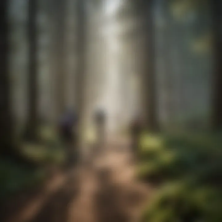 Group of cyclists enjoying a trail on spur mountain bikes