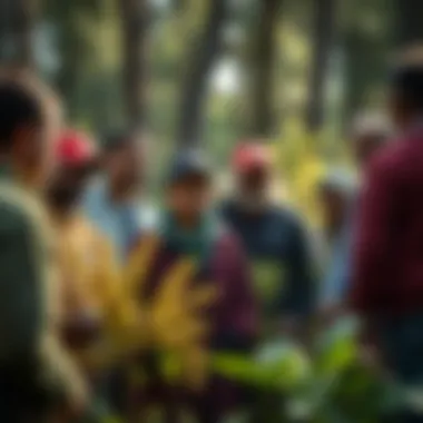 A group of diverse individuals engaged in a community conservation project