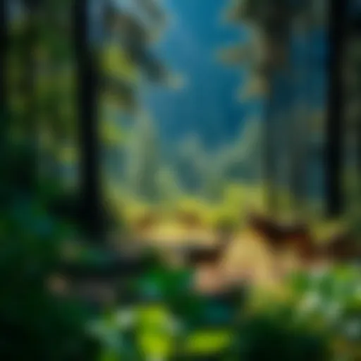 A serene landscape showcasing a thriving natural habitat with diverse wildlife