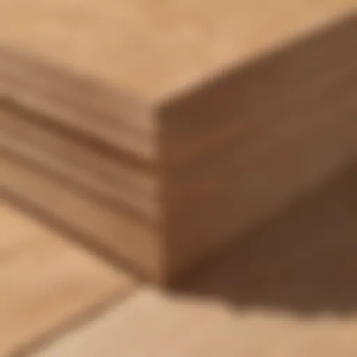 Close-up view of structural plywood layers showcasing its composition