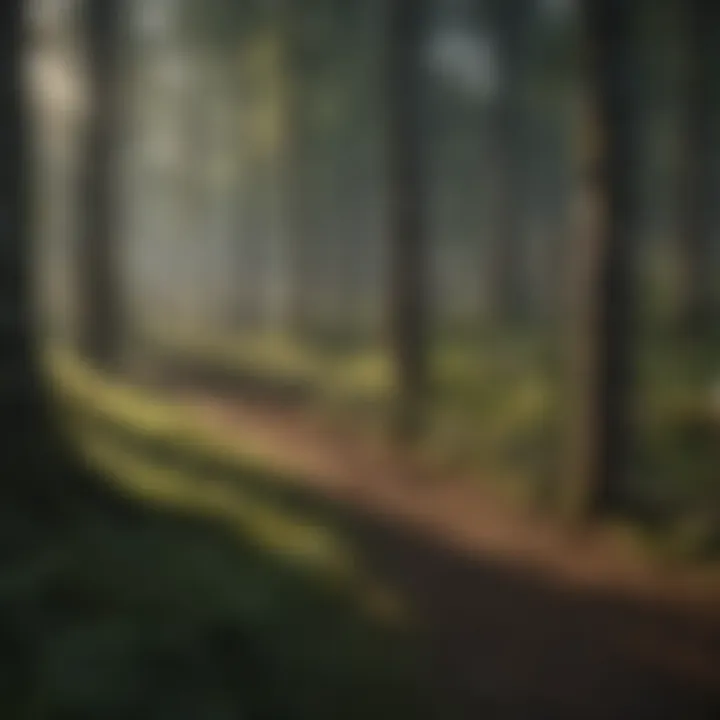 A well-maintained forest area with fencing integrated into the landscape.