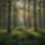 A panoramic view of a Texas timber forest showcasing diverse tree species