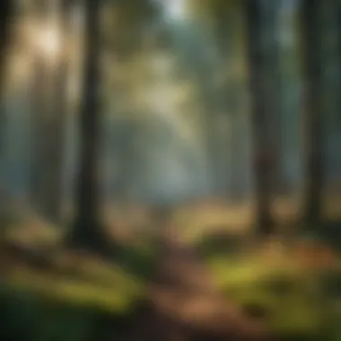 Biodiversity in Woodland Ecosystems A serene woodland landscape illustrating the biodiversity supported by flower stalks
