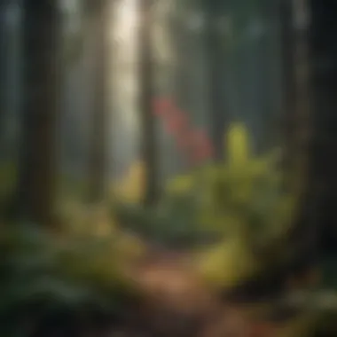 Fauna Interaction with Flower Stalks Diverse woodland fauna interacting with flower stalks, highlighting ecological relationships